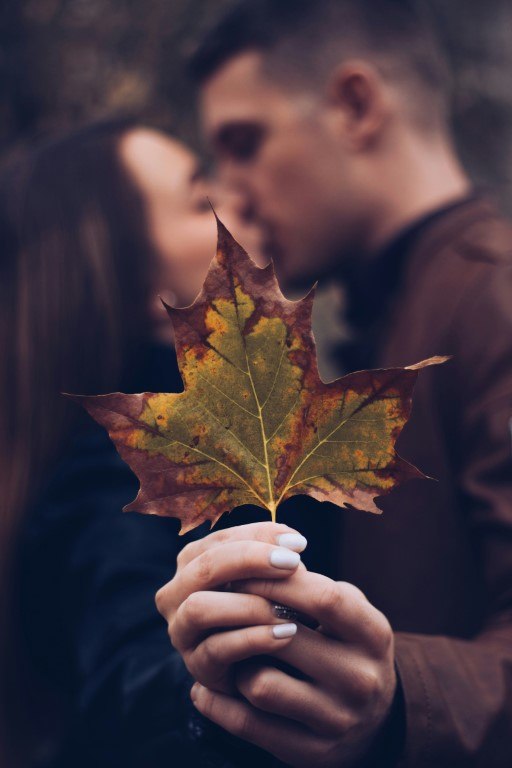 un baiser sous le soleil d'automne